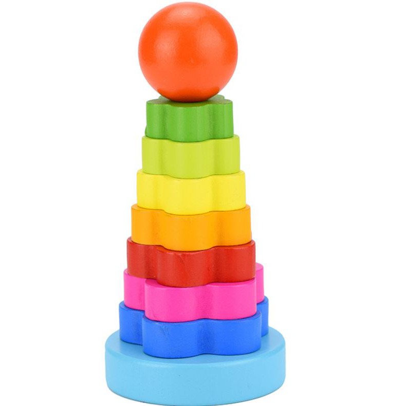 TweedyToys - Mainan Edukasi / Menara Kayu Bayi / Menara Warna Warni