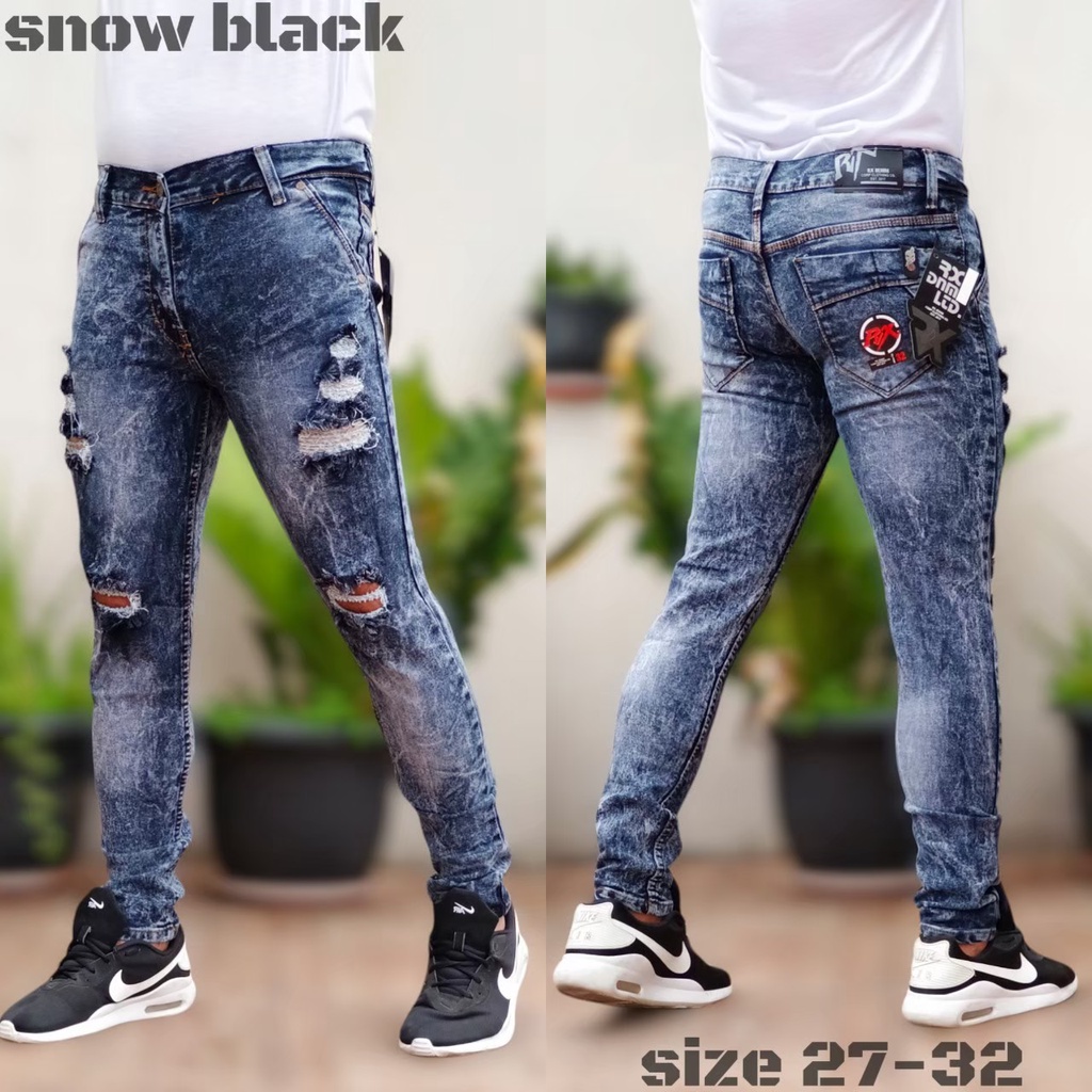 DRAGON CELANA SOBEK PRIA STANDAR BASIC RIPPED JEANS PANJAN