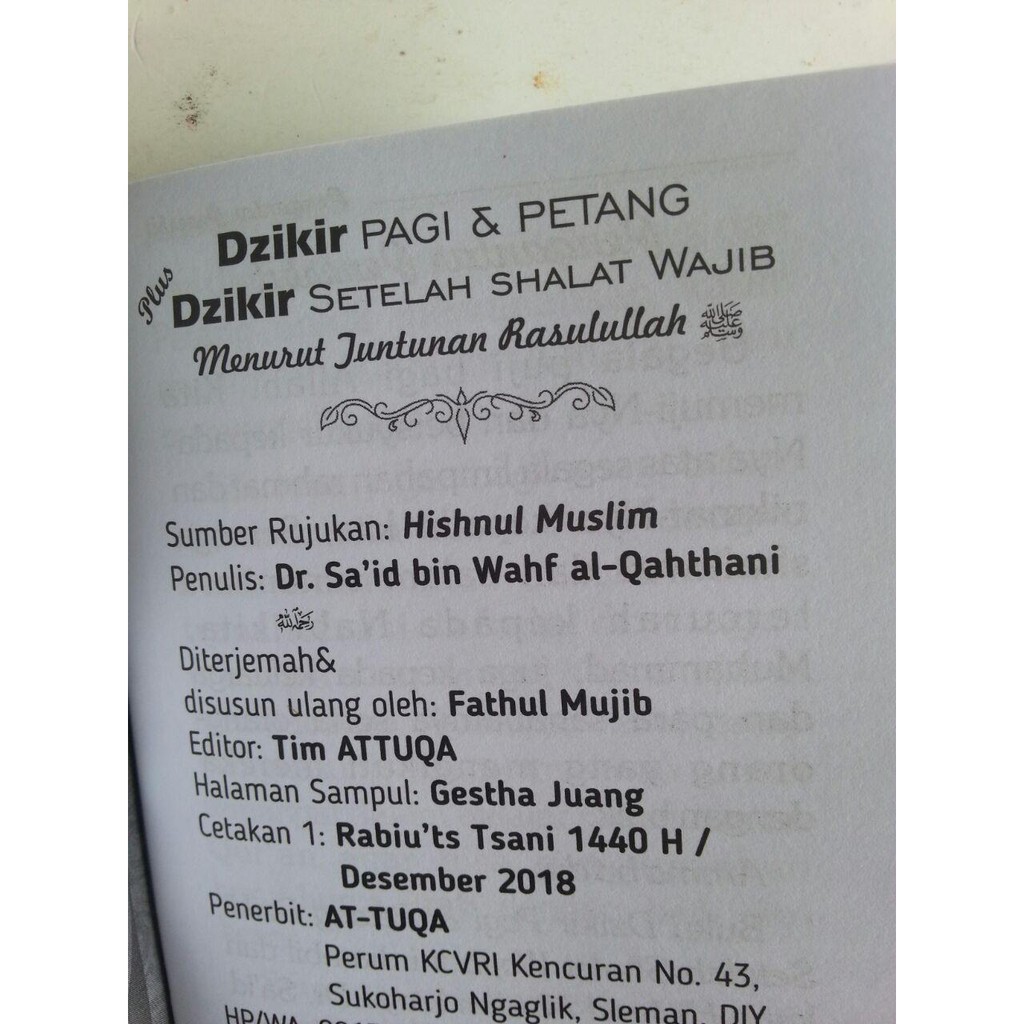 Buku Saku Dzikir Wirid Pagi Sore Petang Penerbit Attuqa Shopee Indonesia