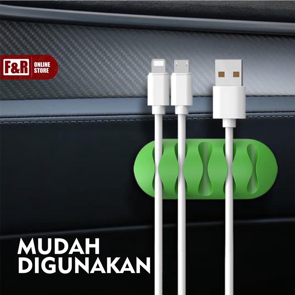 Klip Kabel Organizer Tempel Penjepit Kabel Charger HP USB Headset Earphone Gadget Clip Holder 5 Slot