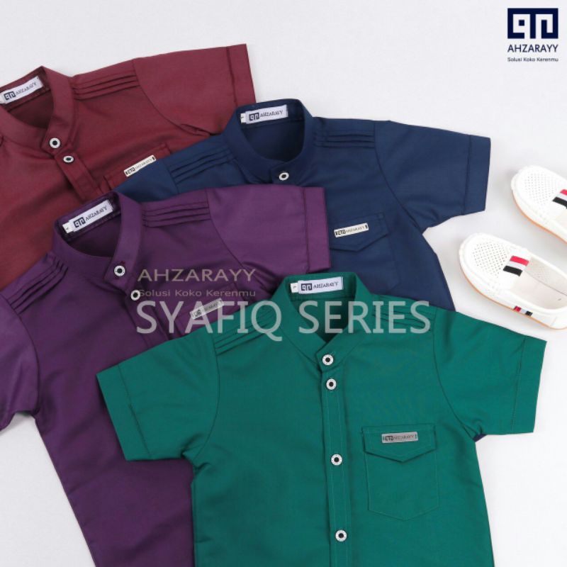 [AHZARAYY] KEMKO SYAFIQ KEMEJA KOKO ORIGINAL ANAK LAKI-LAKI NAVY READY STOK