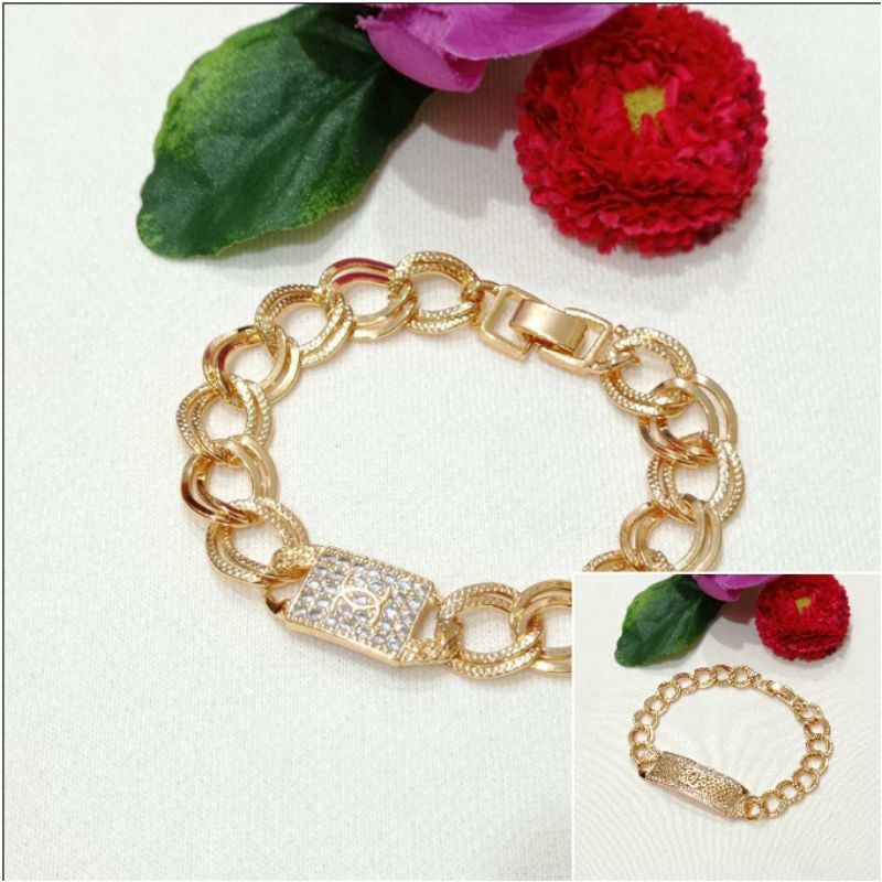 Fourfashion Gelang Tangan Motif Rante Kekinian Permata Chenel YT104