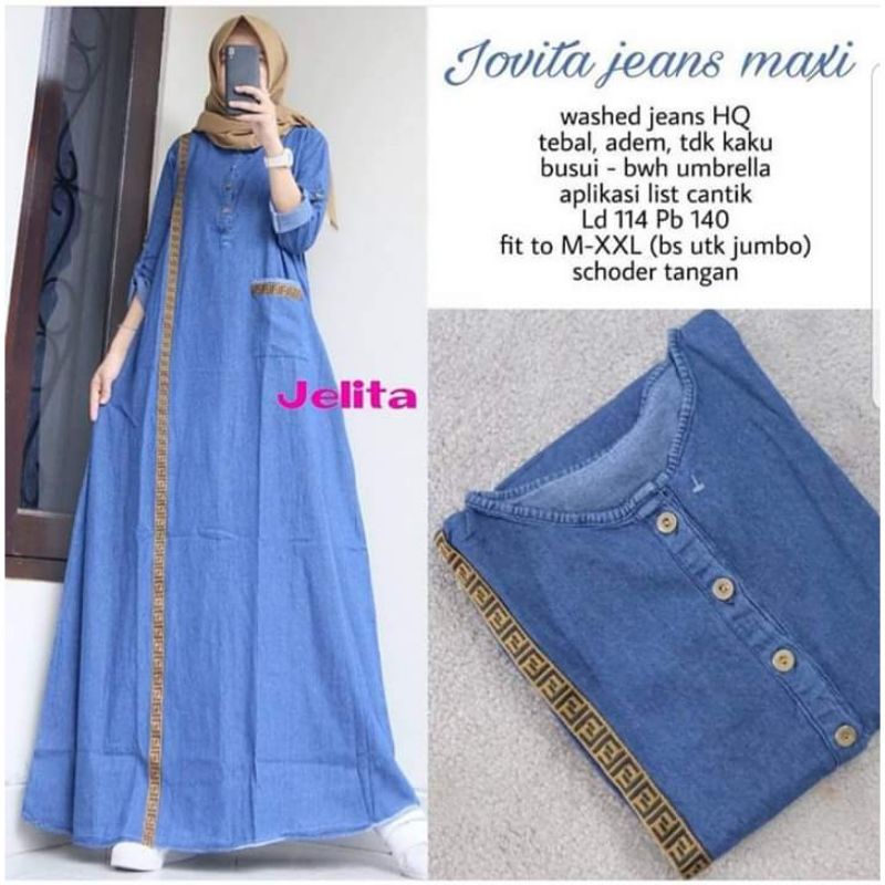 Gamis Jeans Maxy Dress Denim Premium