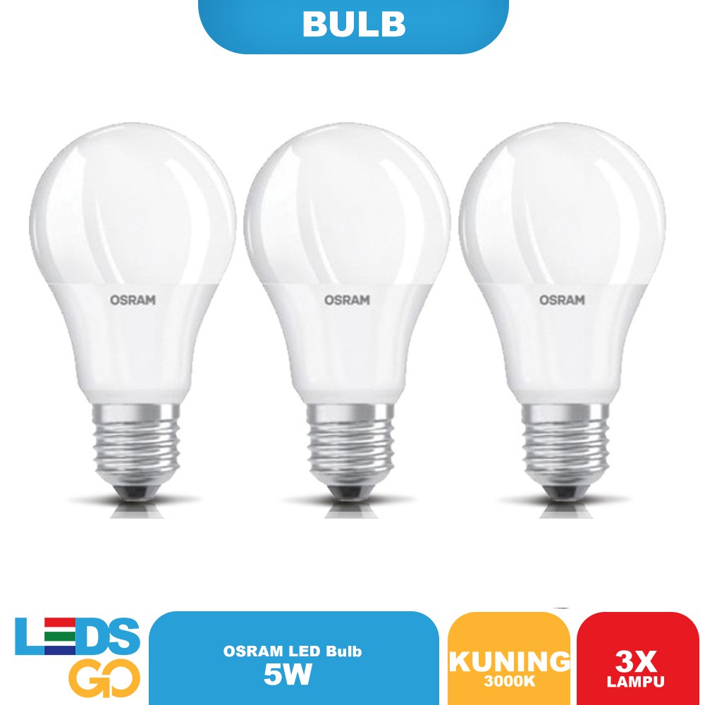 (PAKET ISI 3) OSRAM Lampu Bohlam LED 5 Watt Kuning