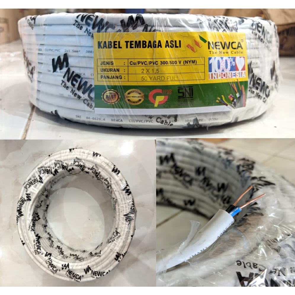 Kabel Listrik Kawat Tembaga Nym 2x1.5 &amp; 3x1,5 50Y Lotusku Lotus Powerlindo Orenchi Furano SPIN SNI 2x1,5