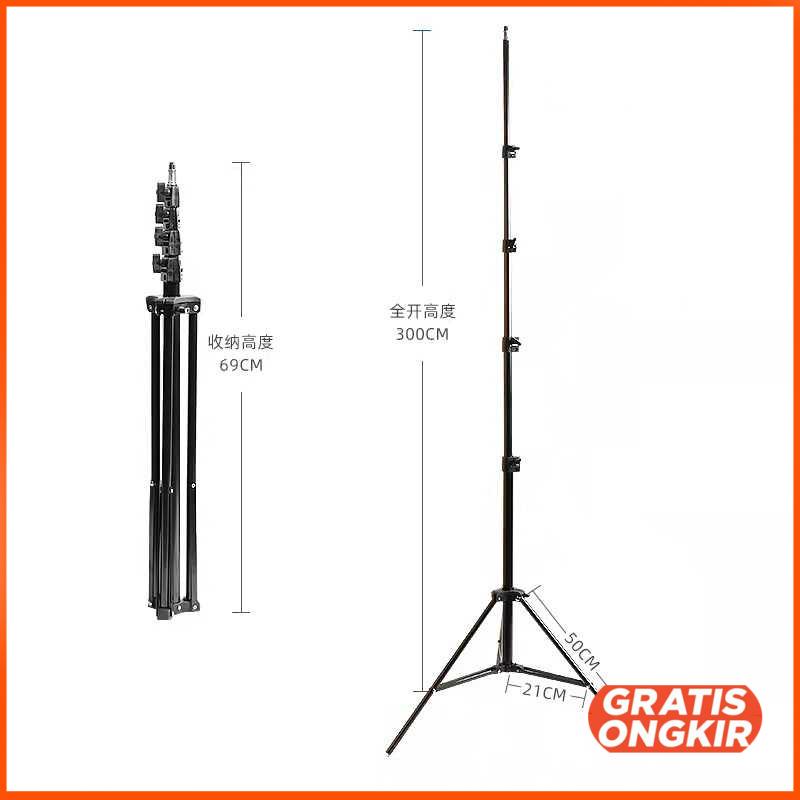 Portable Tripod Light Stand 1per4 Thread 5 Section 300cm - SN453