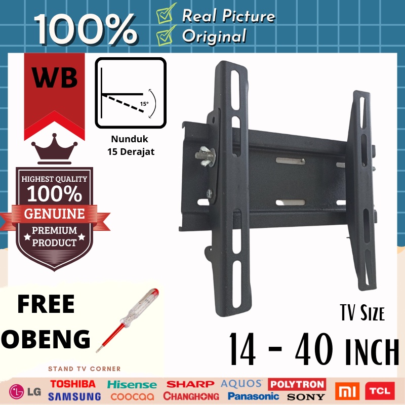 100% GARANSI COCOK!! Braket TV LED 43 42 40 32 26 24 20 17 14 Inch Bracket tv briket tv Breket tv LED LCD