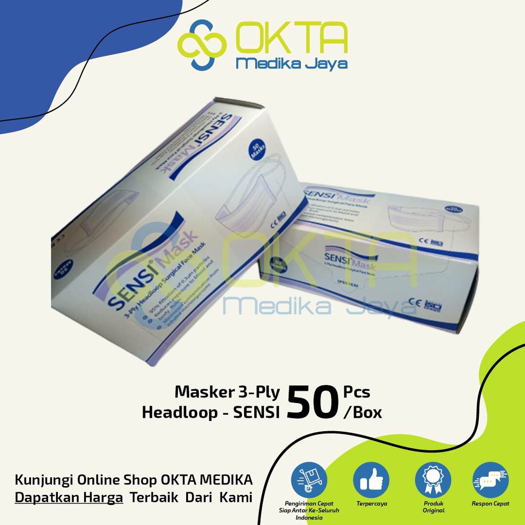 MASKER MEDIS HIJAB/HEADLOOP - SENSI ISI 50PCS