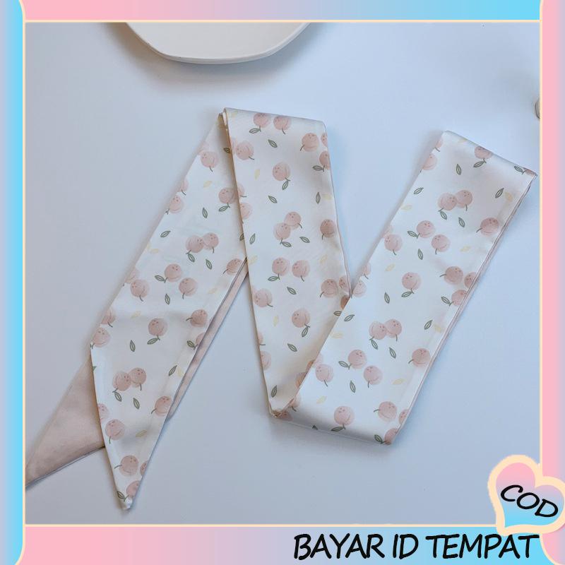 COD❤️ Gaya Korea Retro Syal Sutra Ikat Kepala Busur Pita Panjang Hiasan Kepala Wanita Fashion Aksesoris-A.one