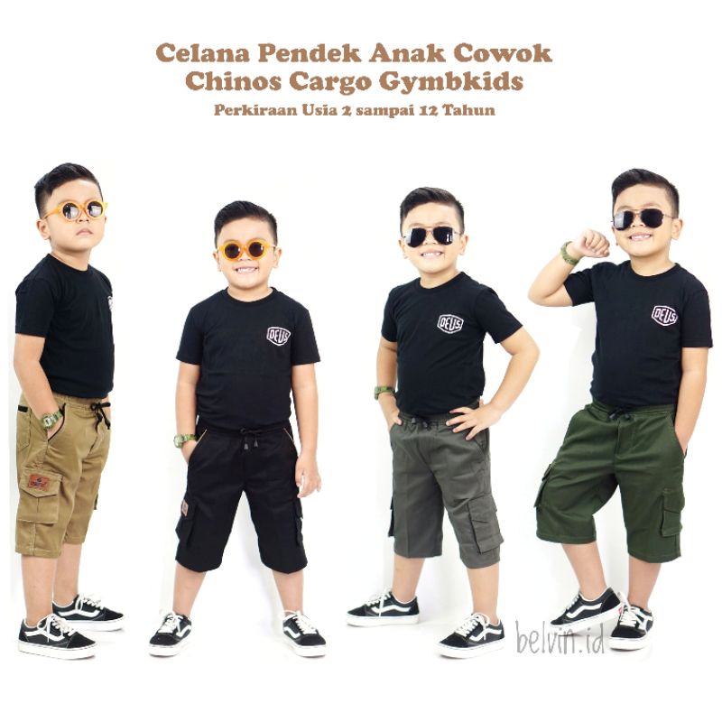 GymbKids 2-12Tahun Celana Pendek Short Pants Chino Chinos Cargo Katun Anak Laki Cowok