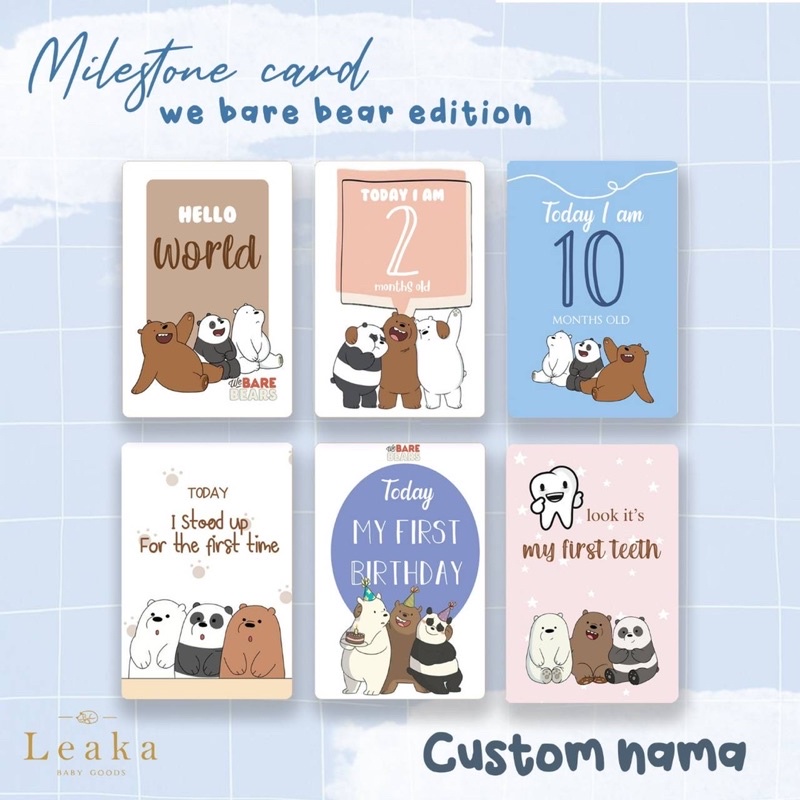 milestone card baby PREMIUM Custom nama bayi boy girl / kartu selfiebm bayi