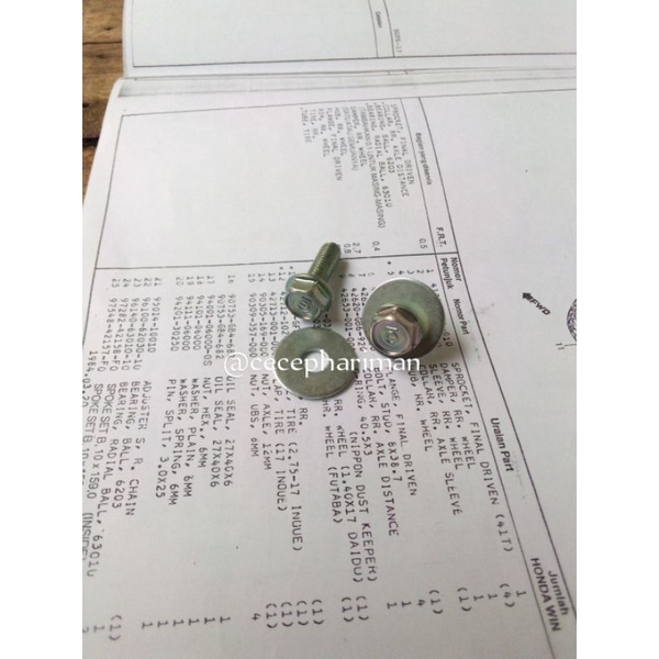 Baut & ring sayap gantungan barang bagian atas astrea grand prima star