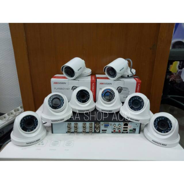 PAKET CCTV LENGKAP 8CH KAMERA HIKVISION 2MP FULL HD 1080P DVR P2P CLOUD XMEYE