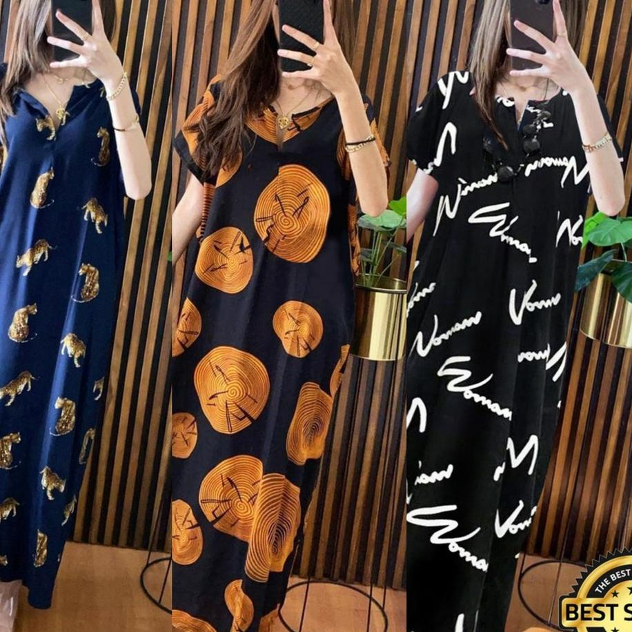 ➪ Pakaian Wanita Daster Longdres Panjang Busui Motif Leopard ☝