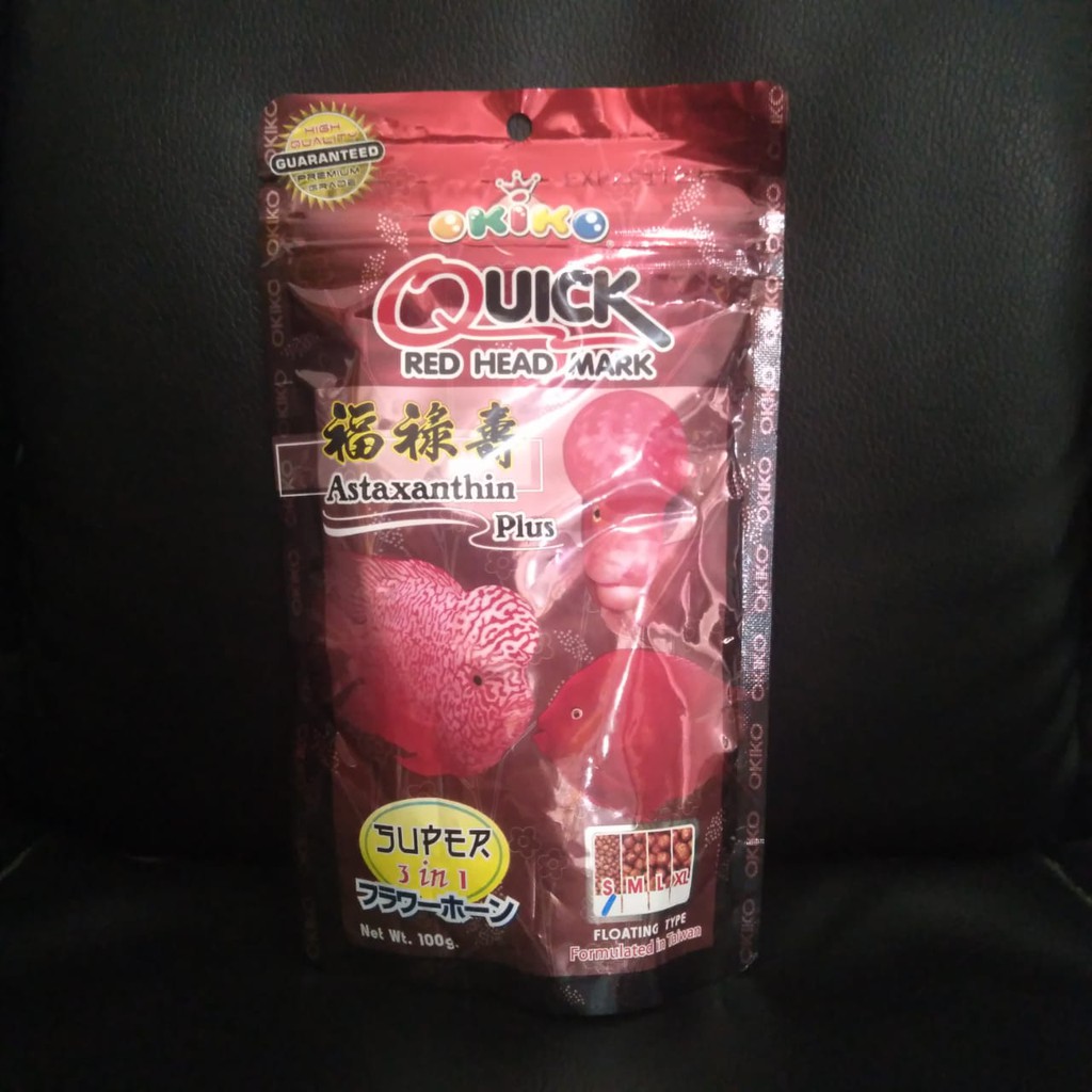 PELET OKIKO QUICK RED HEAD MARK | PELET IKAN LOUHAN 100 GR SIZE S