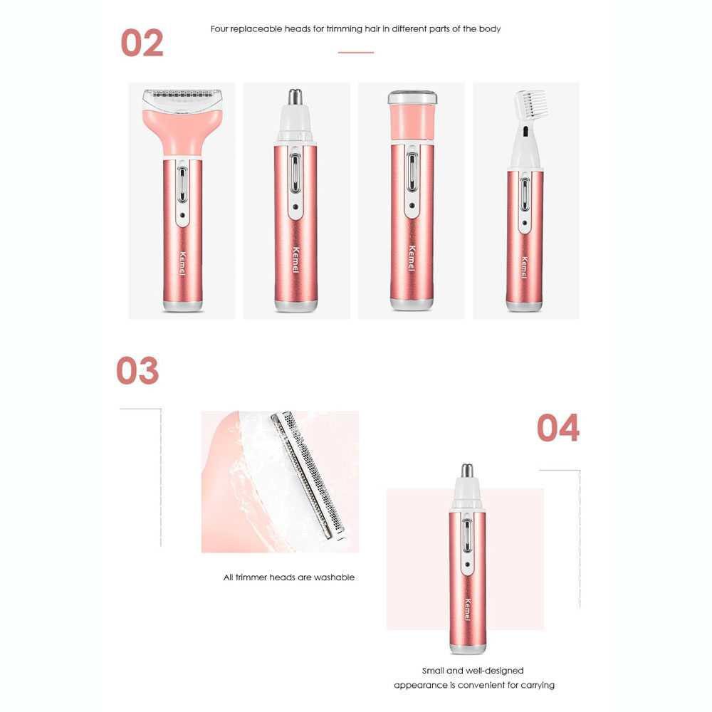 Kemei Alat Cukur Elektrik 4 in 1 Nose Ear Eyebrow Body Trimmer KM-6637