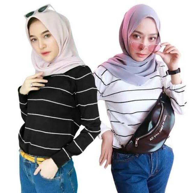 Sweater Rajut Wanita BERSHKA Stripe | Baju Rajut BERSHKA WANITA