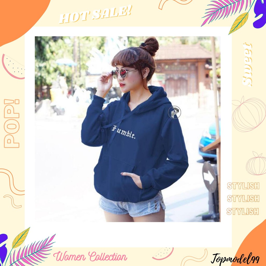 SWEATER HOODIE HUMBLE/BISA COD/Sweater Wanita-navy