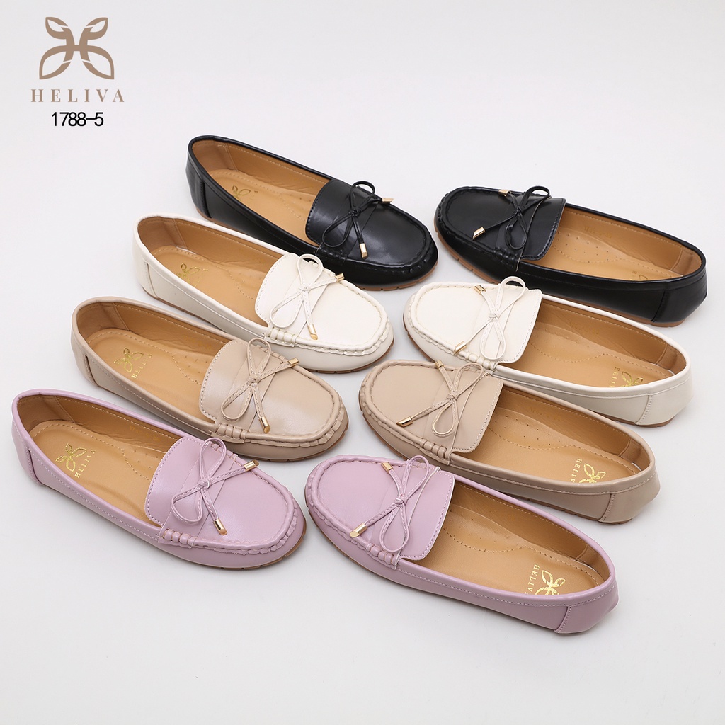 HELIVA SERA Loafer Flat Shoes Pita Depan Bahan Kulit 1788-5 Original Brand