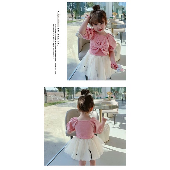 (LOLI-JKT) BS-209 OUTFIT SET ANAK CEWEK PITA 2 WARNA SIZE 100-140