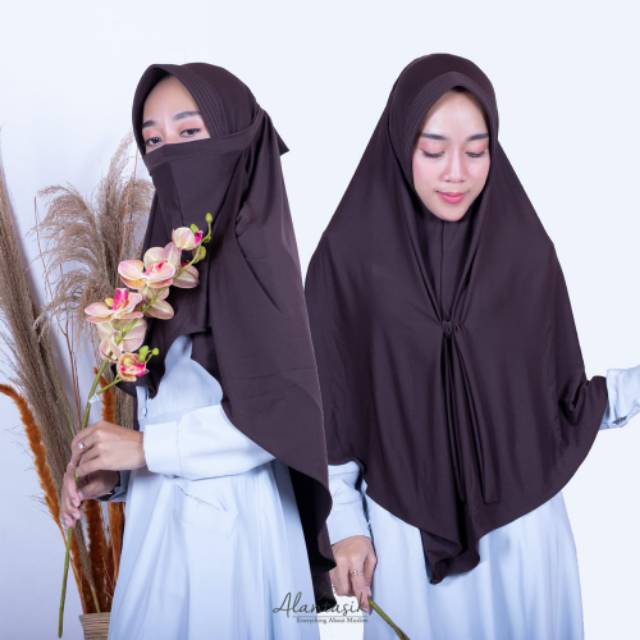 Jilbab Saudi AISYAH Pet Antem anti corona hijab instan niqob safety masker ALANTASIK R.14