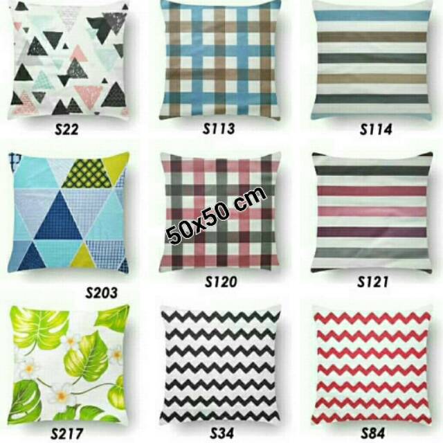 Set sarung bantal kursi sofa cushion cover 50x50 cm Sarban Zigzag Hitam Putih S113 S114 S217 S34 S84