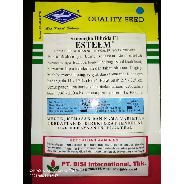 Semangka Esteem F1 20gr Original Pabrik Semangka Inul Kuning Hibrida Estem estim