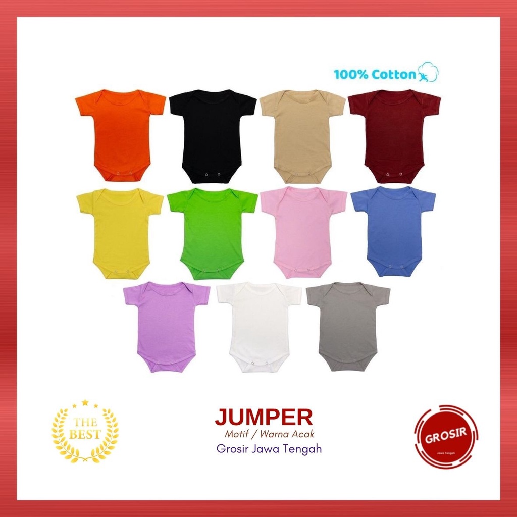 GROSIR JATENG Baju Bayi Jumper Bodysuits Katun Polos Jumpsuit Baby Newborn Termurah