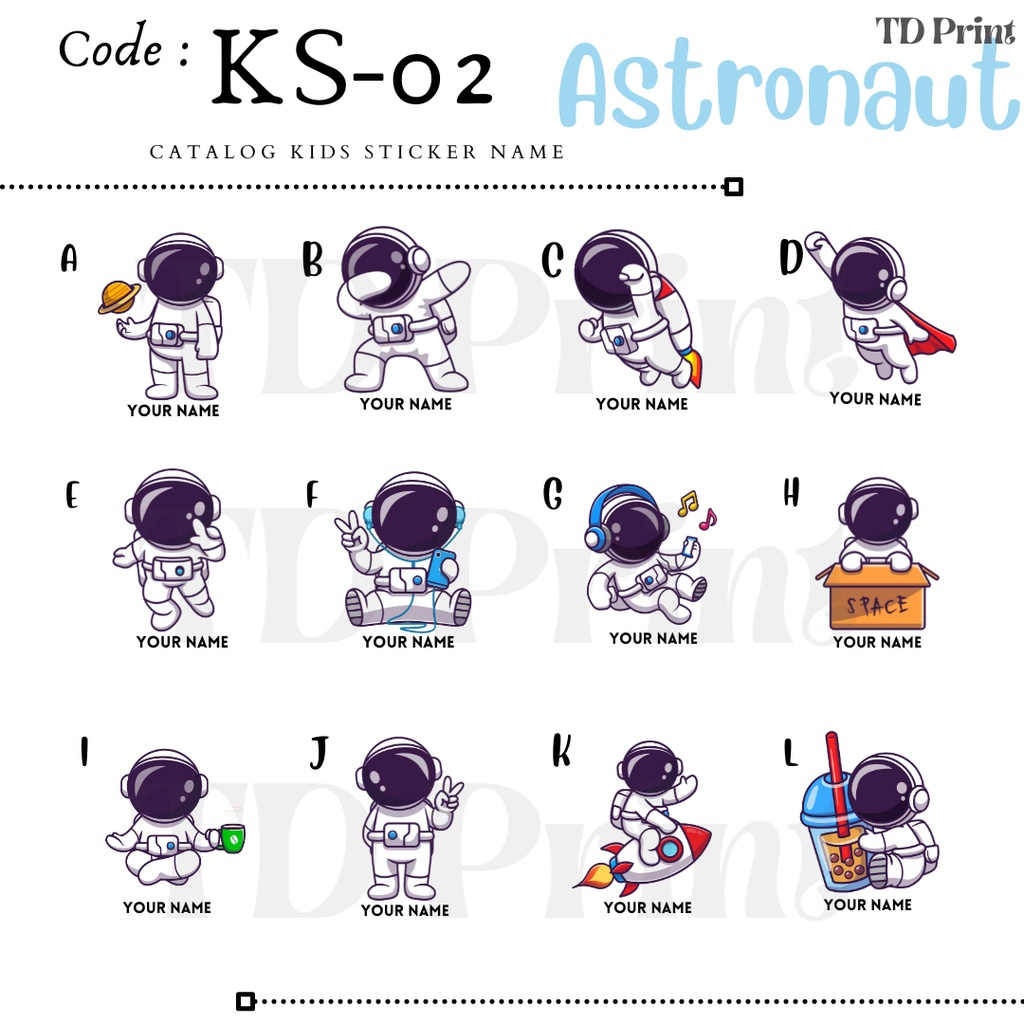 

cetak / print / cutting / stiker nama anak karakter / waterproof / A3+ / label / stiker / stiker lembaran