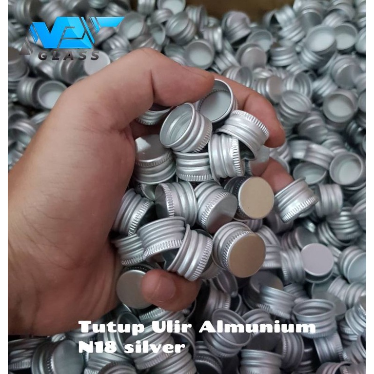 tutup botol ulir neck 18 almunium silver