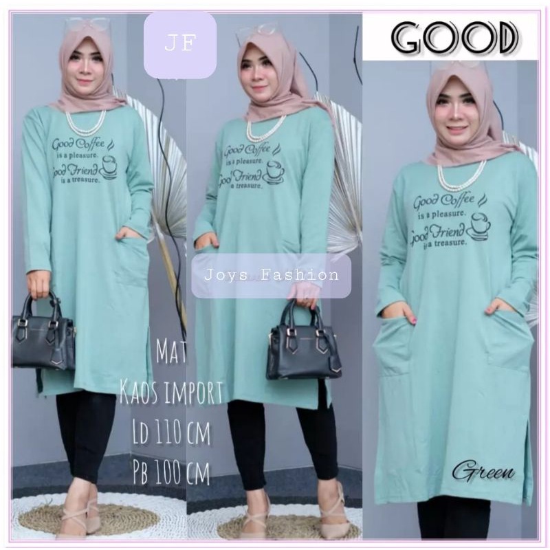 JF ATASAN TUNIK KAOS BABYTERRY JUMBO WANITA MUSLIMAH TERBARU GOOD COFFE BEST QUALITY