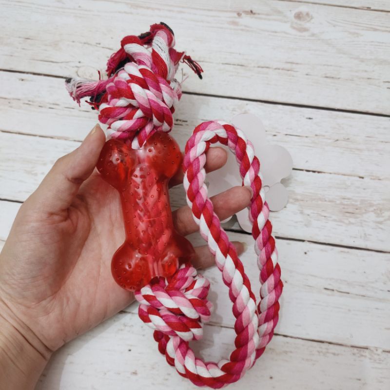 Dog rope rubber toy. Mainan anjing tali tambang tulang kunyah gigit