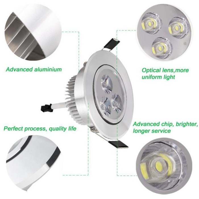 Lampu Downlight LED Spot Sorot 3W 3 Watt 3 Mata LED Lampu Kabinet Bar Dapur Etalase Plafon Frame Fleksibel Bisa Diarah Kan-