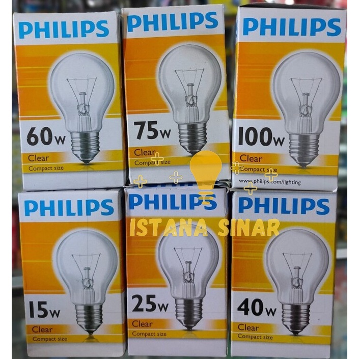 Lampu bohlam pijar Philips 15w 25w 40w 60w 75w 100w