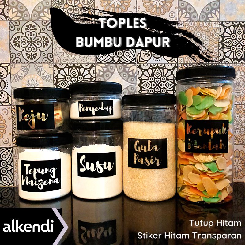 [TABUNG] TOPLES BUMBU DAPUR - HITAM || TUTUP WARNA HITAM