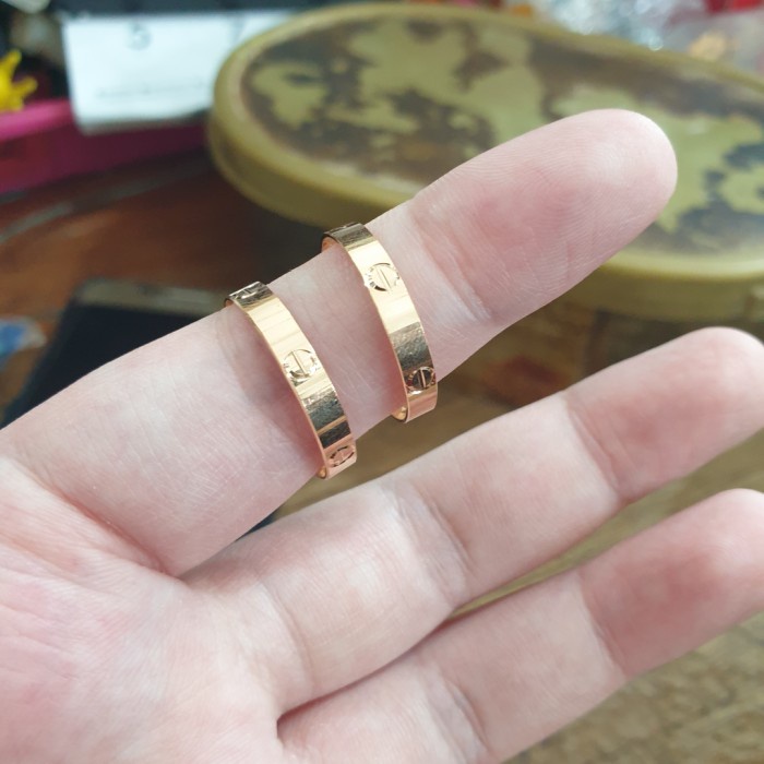 Jual cincin cartier emas asli 375 8k mas muda polos laki perempuan unisex Murah