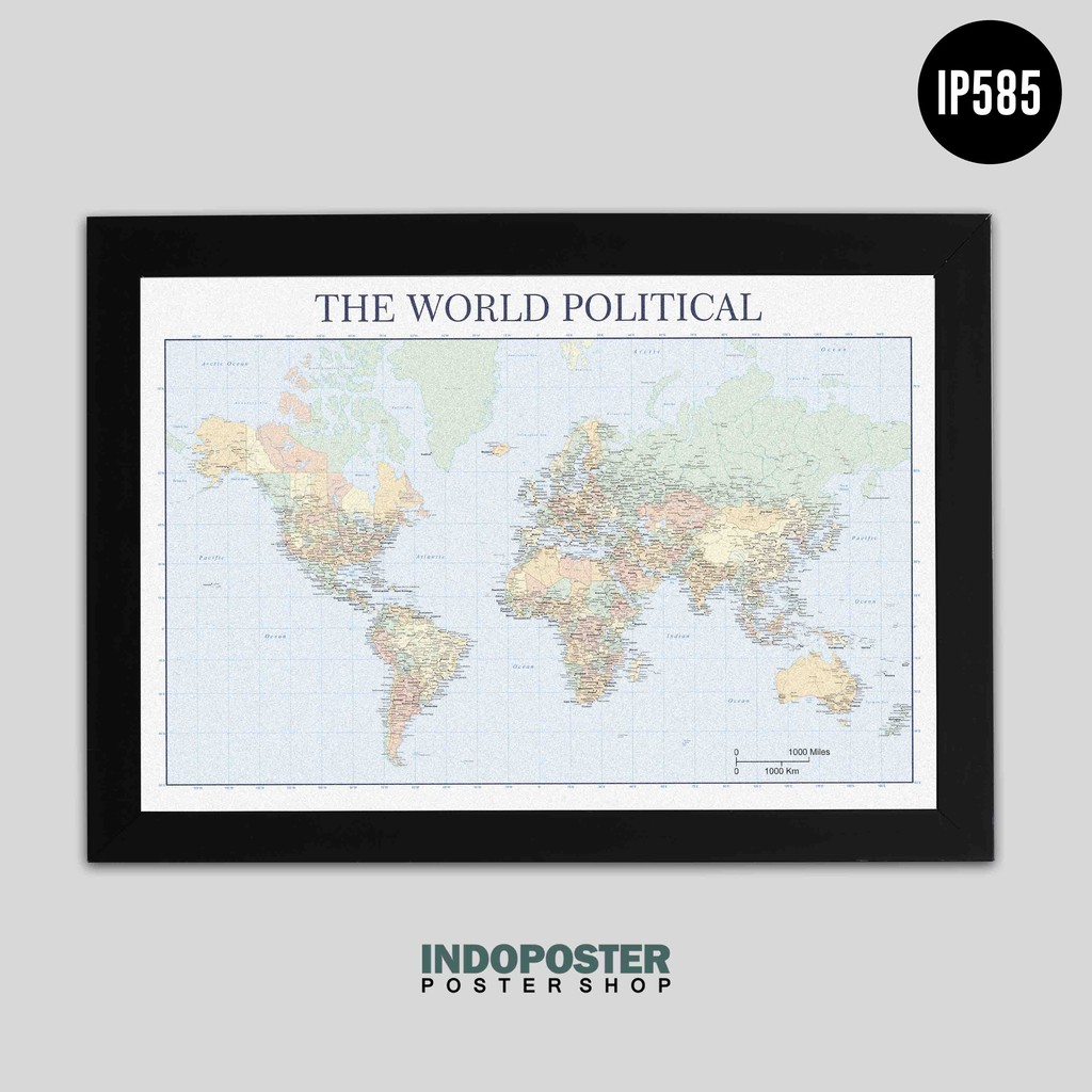 

Poster World Political Map Peta Dunia 01 A2 60X40cm