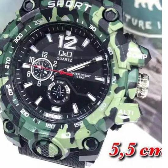 『Promo Hari Ini』 Jam tangan Pria sport Q&Q Loreng army tali rubber QQ army tali kwalitas bagus burua