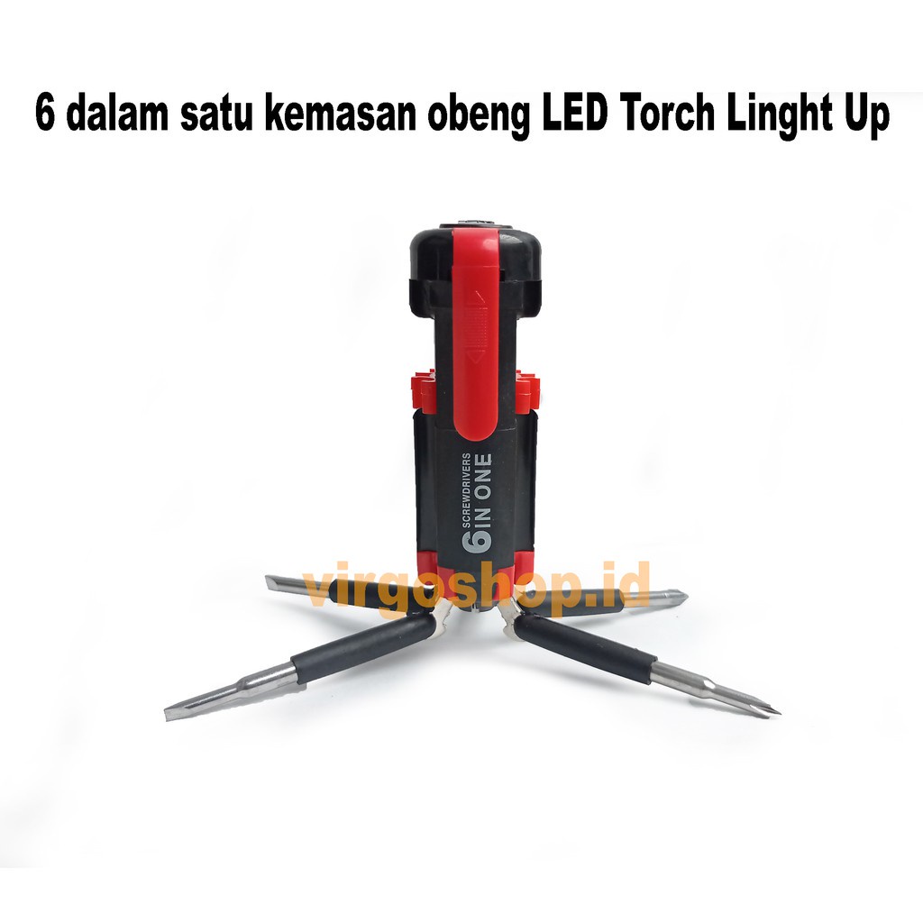 Obeng Set Mini Led 6 in 1 Screwdriver Multifungsi