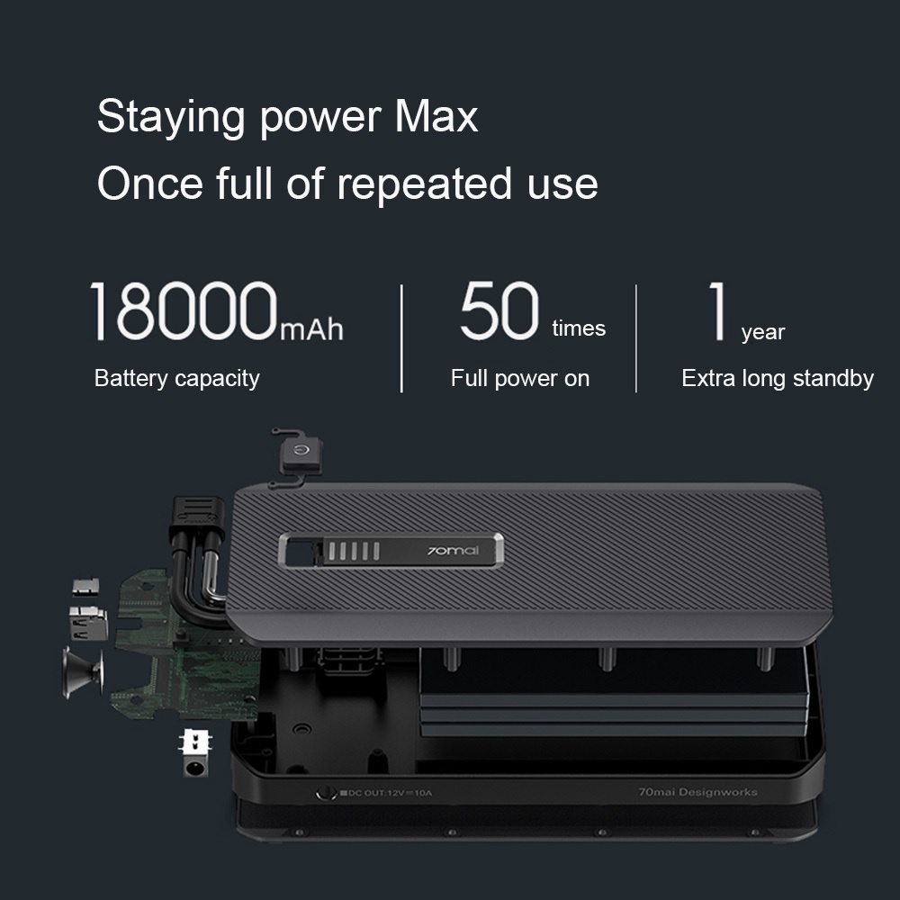 70MAI MiDrive PS06 - Jump Starter Max Kit - Alat Jumper Mobil Portabel - Bisa jadi Powerbank 18000mAh - Versi Terbaru dari 70MAI Jump Starter