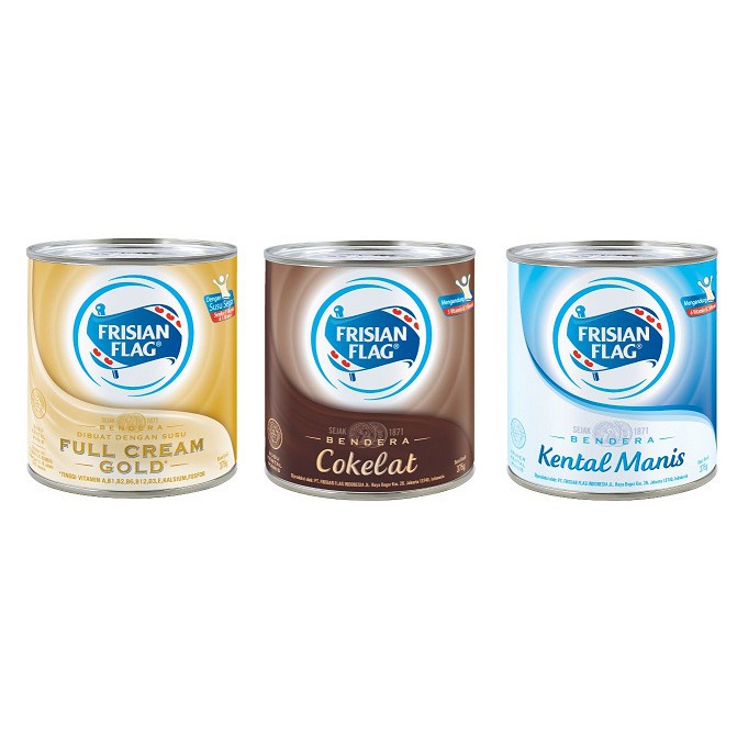 

Susu Bendera Kaleng 370gr/Susu Kental Manis Bendera putih coklat gold / frisian flag