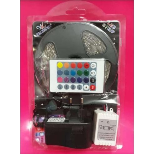 Lampu Strip LED RGB IP44 3528 Komplit Adaptor Remote / Lampu Hias Natal /  Lampu Dekorasi Outdoor