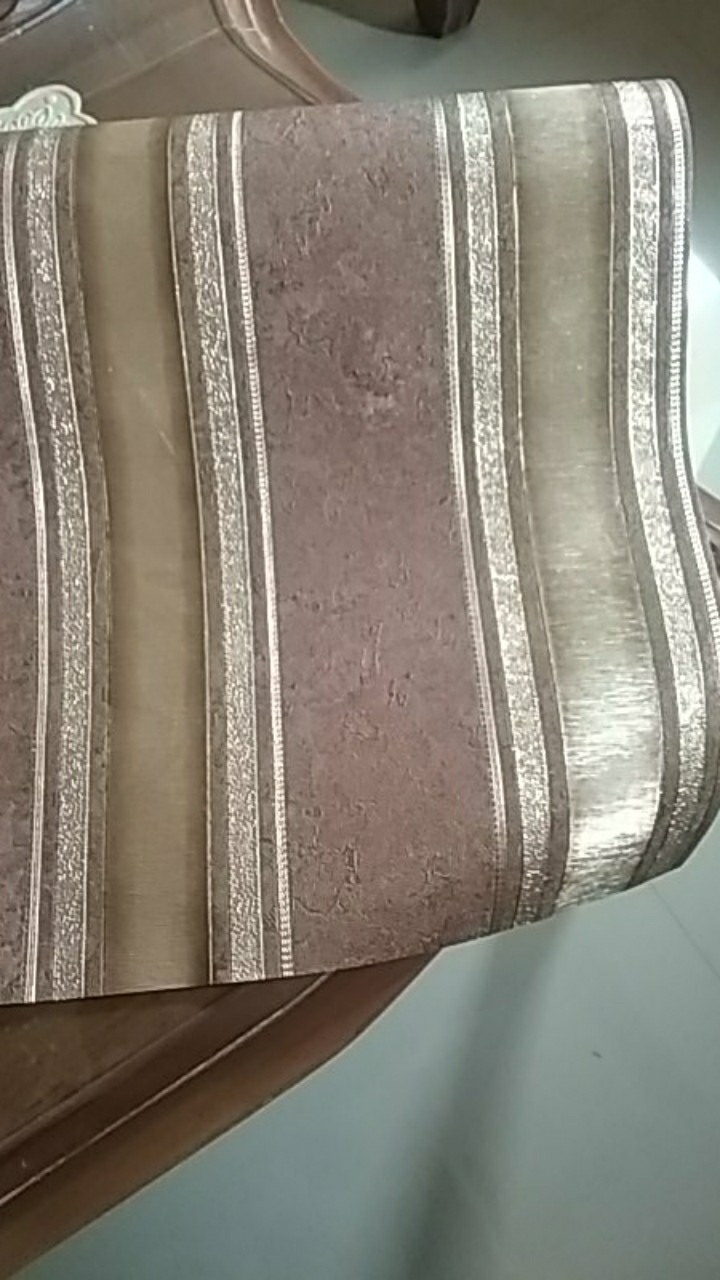 Wallpaper Dinding Murah Motif Garis Silver Coklat Gold