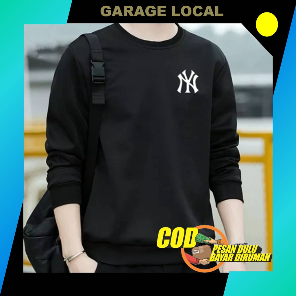 Sweater Crewneck Distro Pria Sweeter CN NY Laki Sweter Crewnek Hitam Cowok Suiter Krunek Cowo Sewite