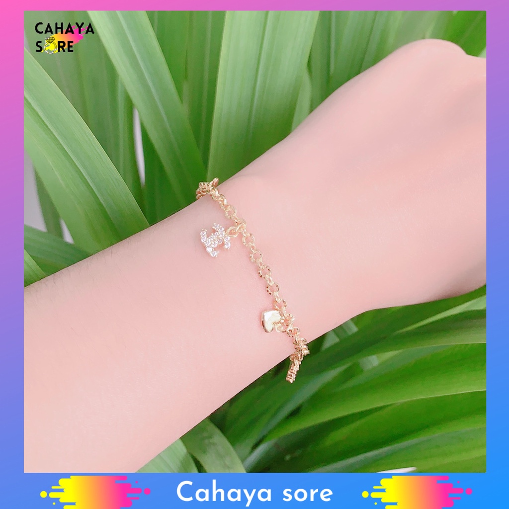 Gelang Xuping Gold Gelang Tangan Dewasa Rantai Permata Love Hace G19