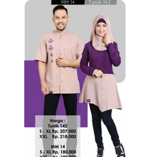 Busana pasangan dan Couple sarimbit baju hijab tunik bahan kaos combed semi formal