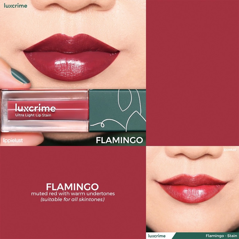 LUXCRIME - Ultra Light Lip Stain BPOM (Glasstonberry | Flamingo | Rose Sand | Apricot | Amber)