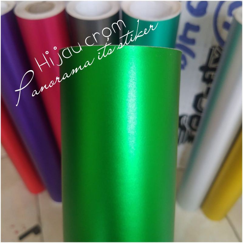 SKOTLET STIKER MOTOR HIJAU CHROME DOFF/STIKER MOTOR METALIK DOP HIJAU SATIN