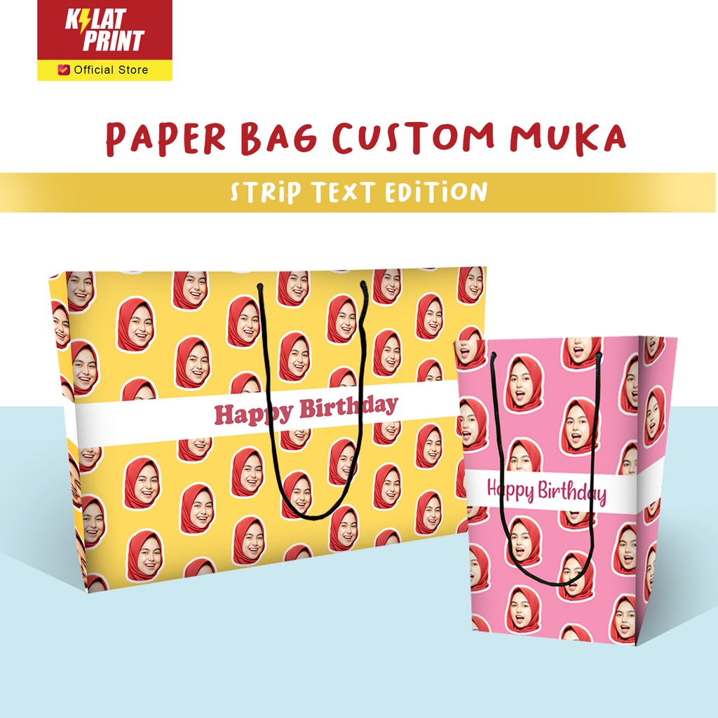 Paper Bag Kado Custom Muka Strip Teks Edition