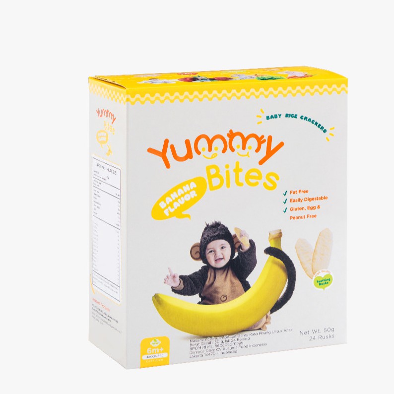 Yummy Bites, Banana Flavor (50 g) 24pc